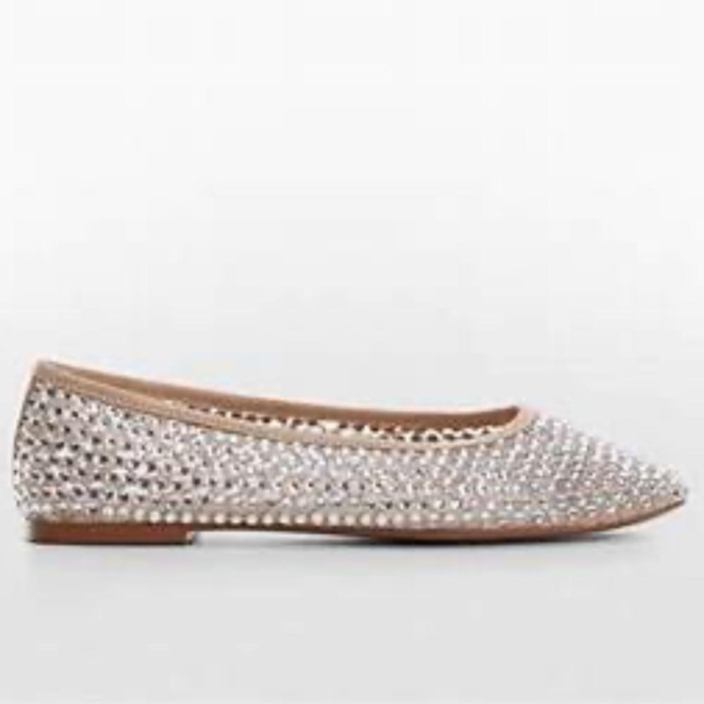 Mango Rhinestone Embellished Ballerina Flats - size 37 NEW